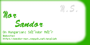 mor sandor business card